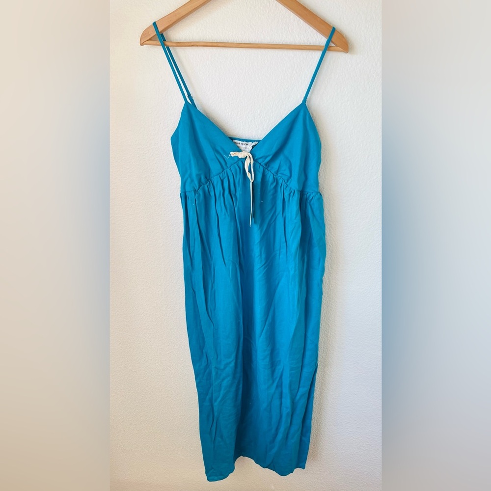 Urban Outfitters Renewal Linen Viscose Maxi Sun Dress Turquoise Size Small